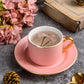 12 PC Matte Pink & Gold Coffee Set