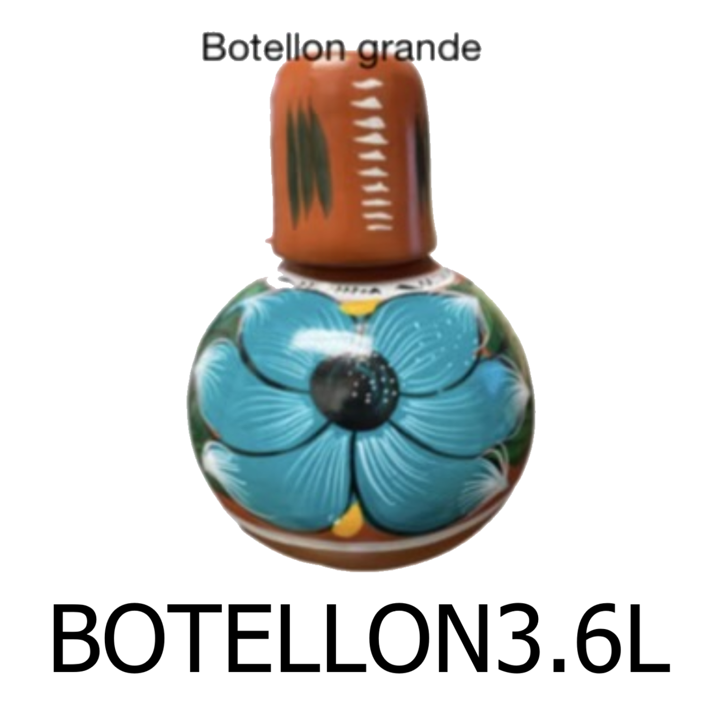 3.6L Mexican Clay Tumble Up Bedside Vessel Hand Painted Botellon de Barro Agua