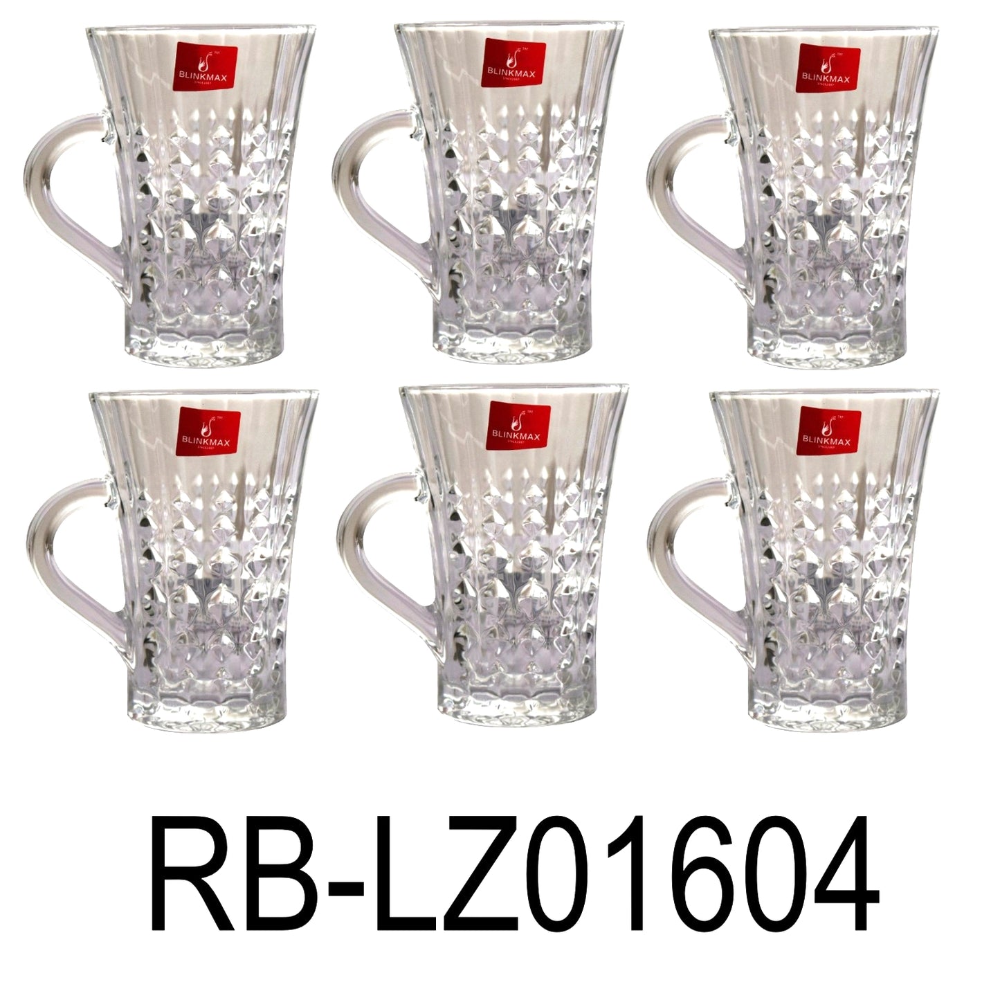 6 PC Blink Max Diamond Pattern Small Handle Cup