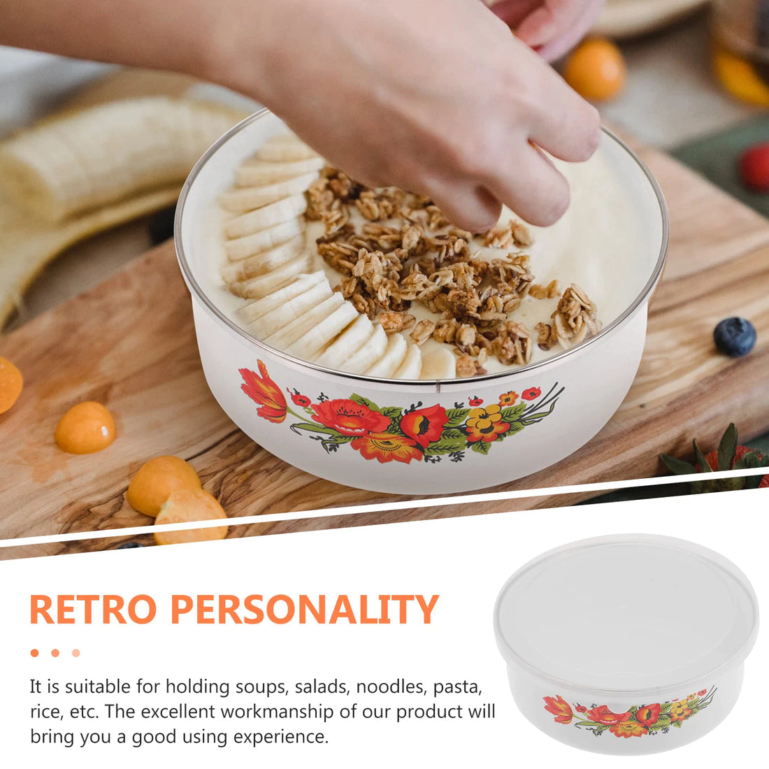 10 PC Fruits Straight Body Enamel Bowl Set