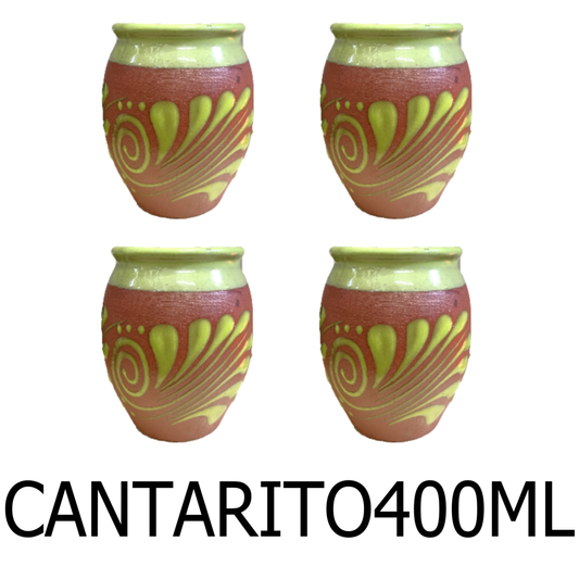 4 PC Green Handmade Clay Jar Set