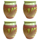 4 PC Green Handmade Clay Jar Set