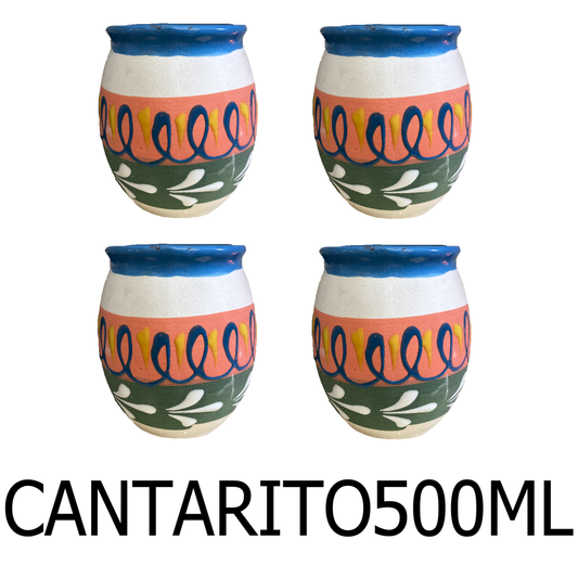 4 PC Blue Handmade Clay Jar Set
