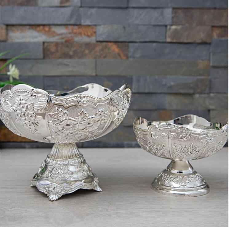 Large Silver Plated Metal Fruit Bowl
