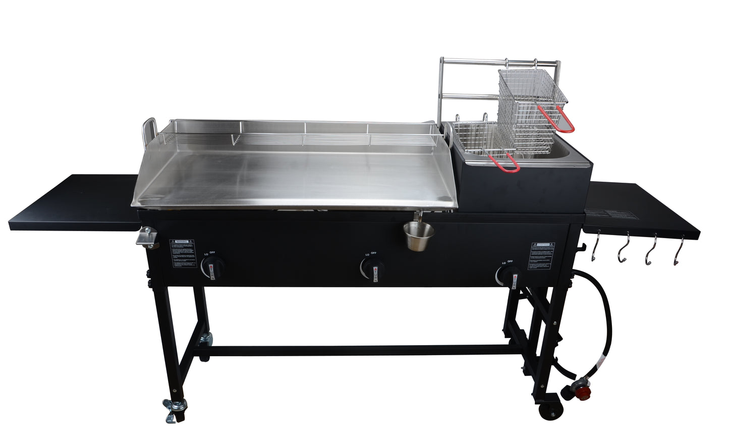 2 in 1 Stainless Steel Taco Cart With Deep Fryer