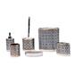 7 PC Flower Pattern Bathroom Accessories Set- Silver