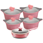 10 PC Pink Ceramic Casserole Cookware Set