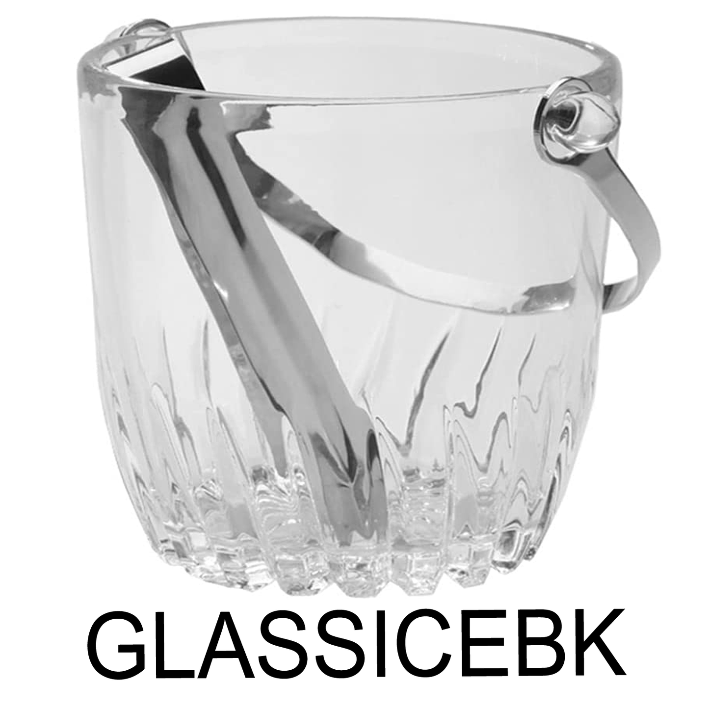 Glass Ice Bucket With Metal Tong & Handle