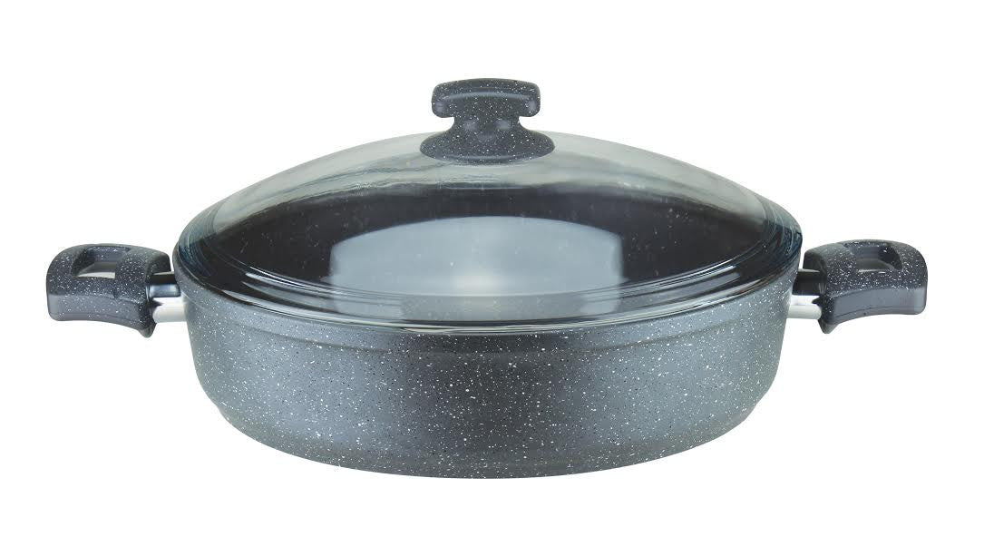 30cm Black Granite Coating Aluminum Shallow Pot