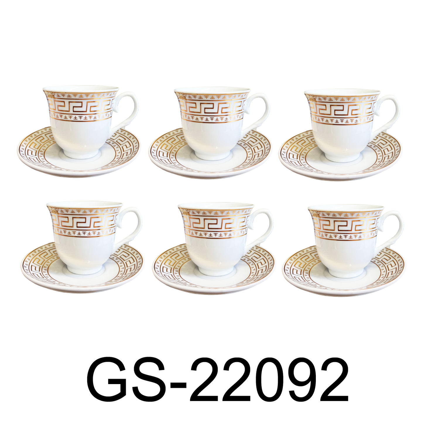12 PC White & Gold Fancy Tea Cup Set
