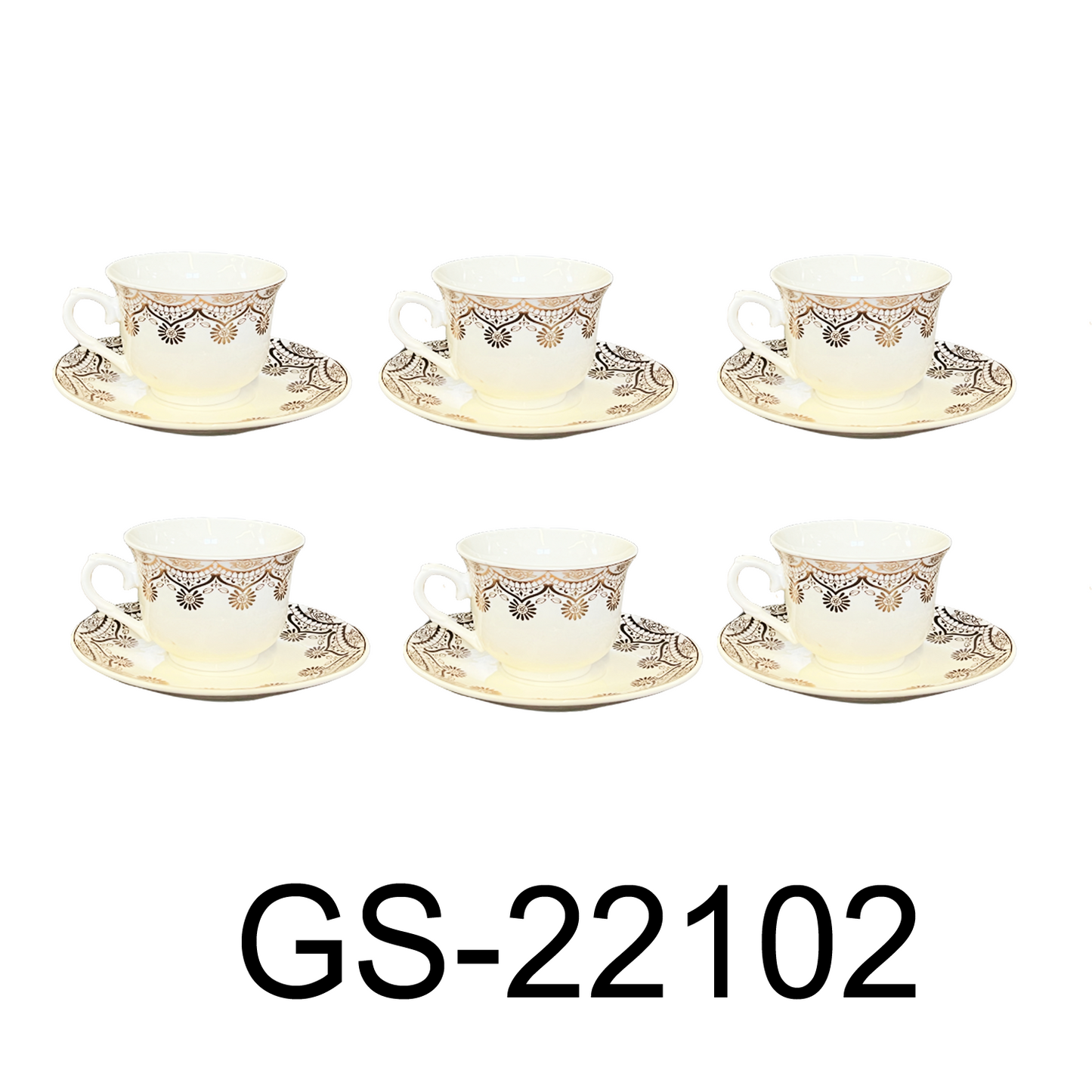 12 PC White & Gold Tea Cup Set