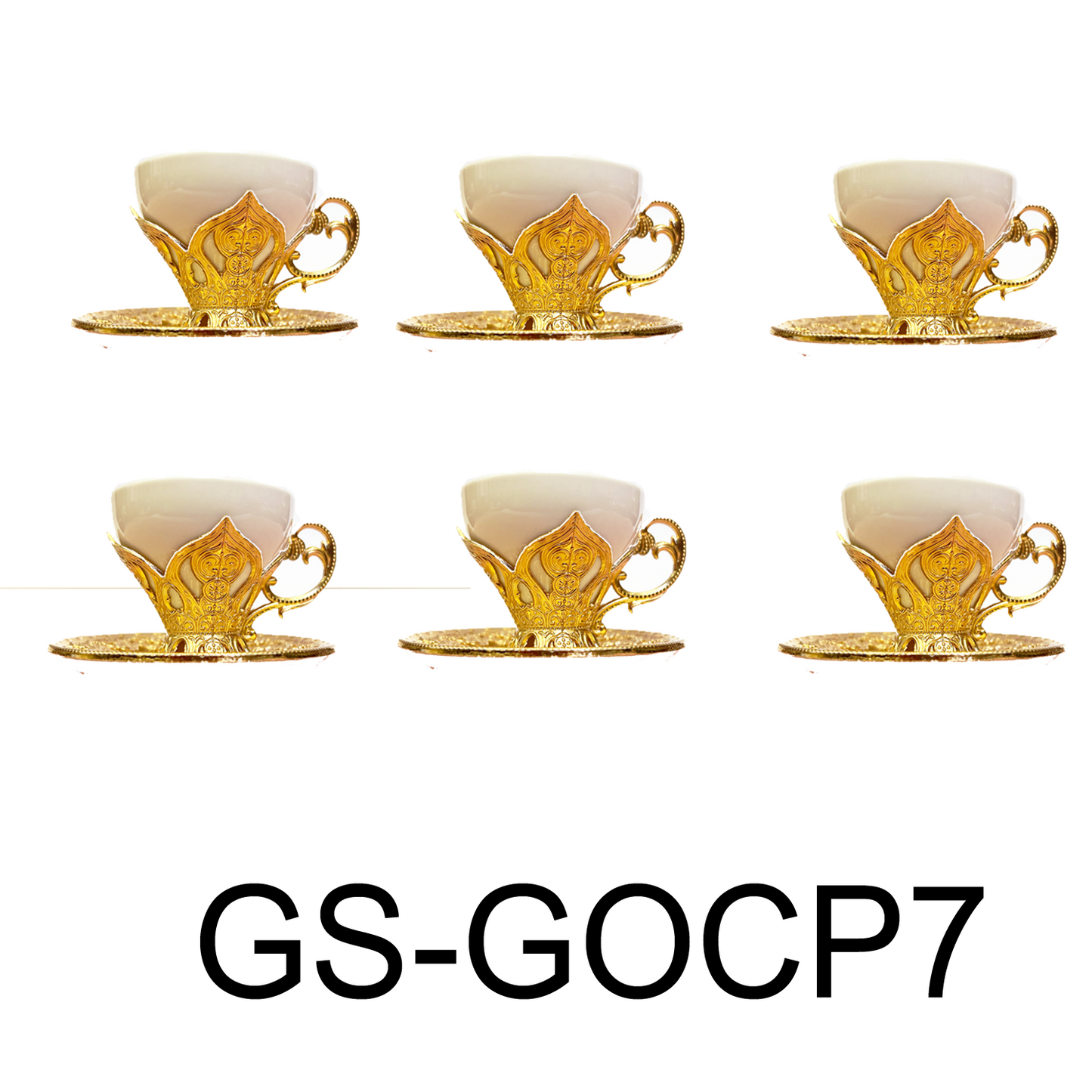 12 PC White & Gold Fancy Coffee Cup Set