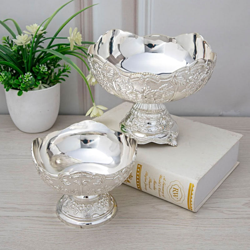 Small Silver Plated Metal Fruit Bowl