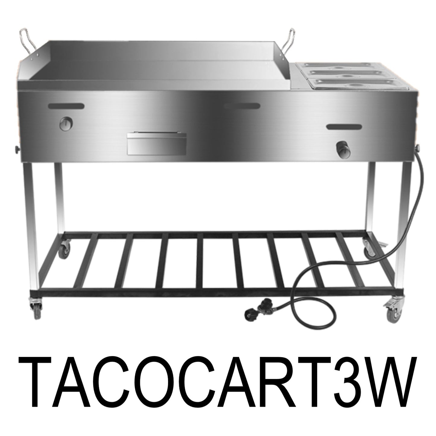 51" Stainless Steel Taco Carts With 3 Food Warmers