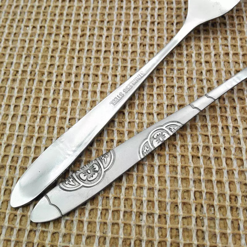 12 PC Wavy Cloud Design Stainless Steel Silver Dinner Fork
