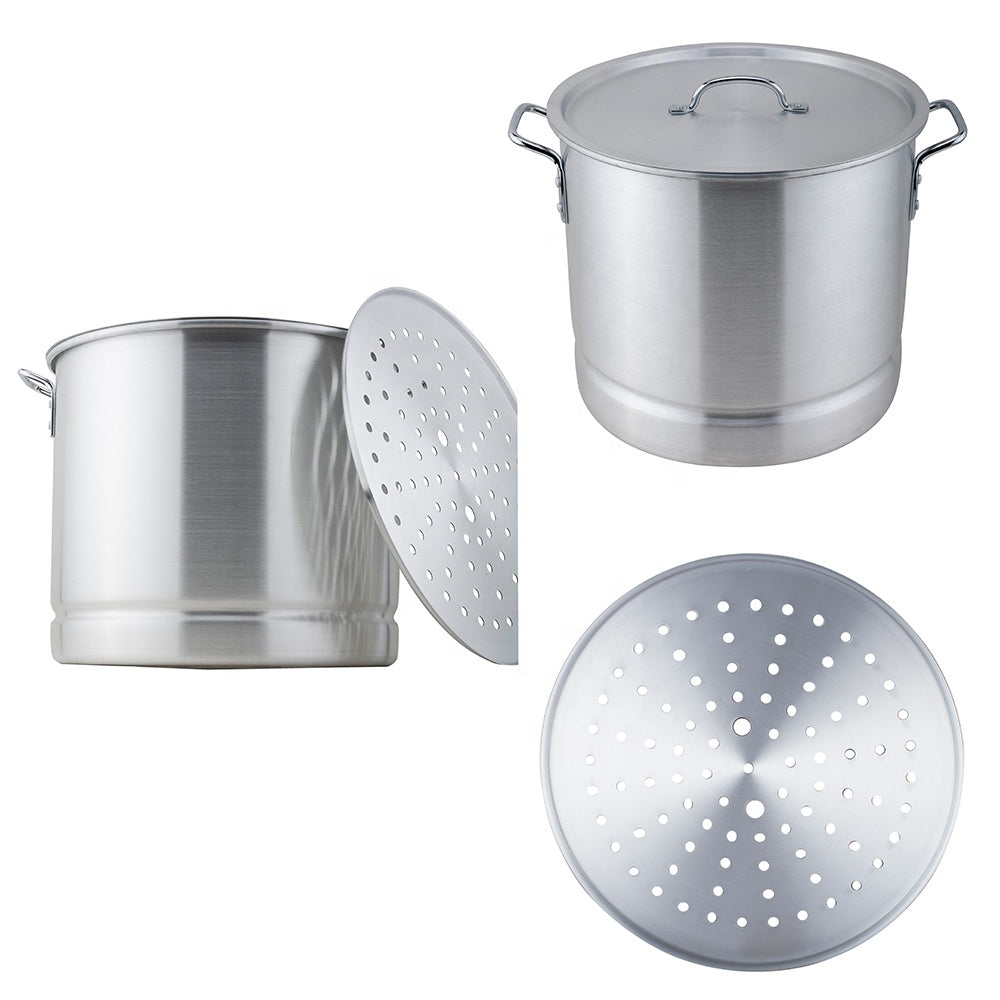 12 PC Big Size Tamales Aluminum Stock Pot Set With Steamer Rack