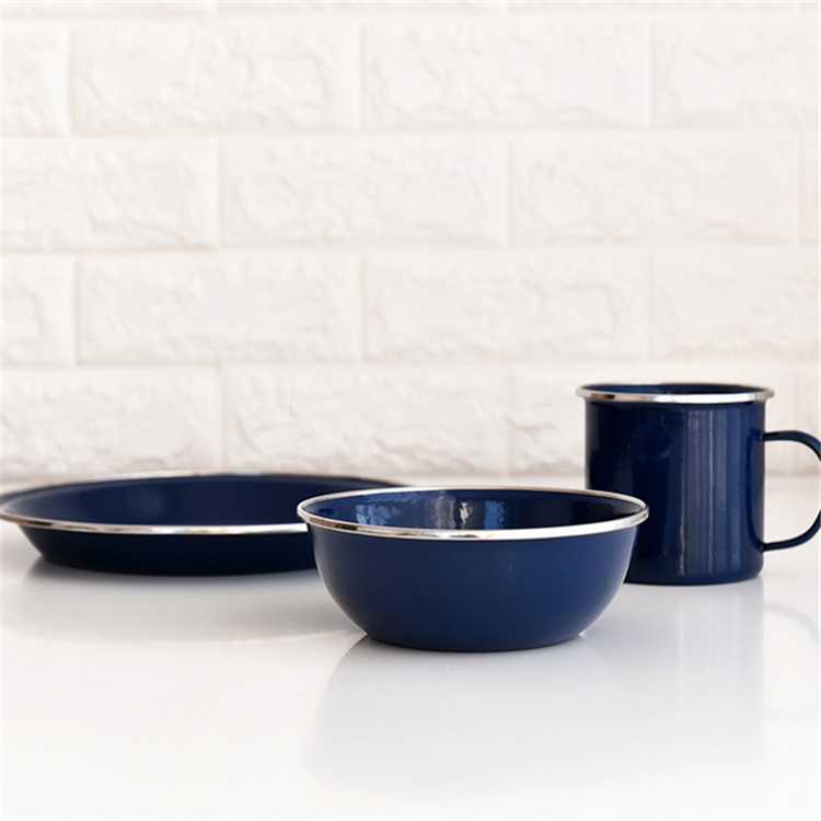 24cm Blue Enamel Dinner Plate