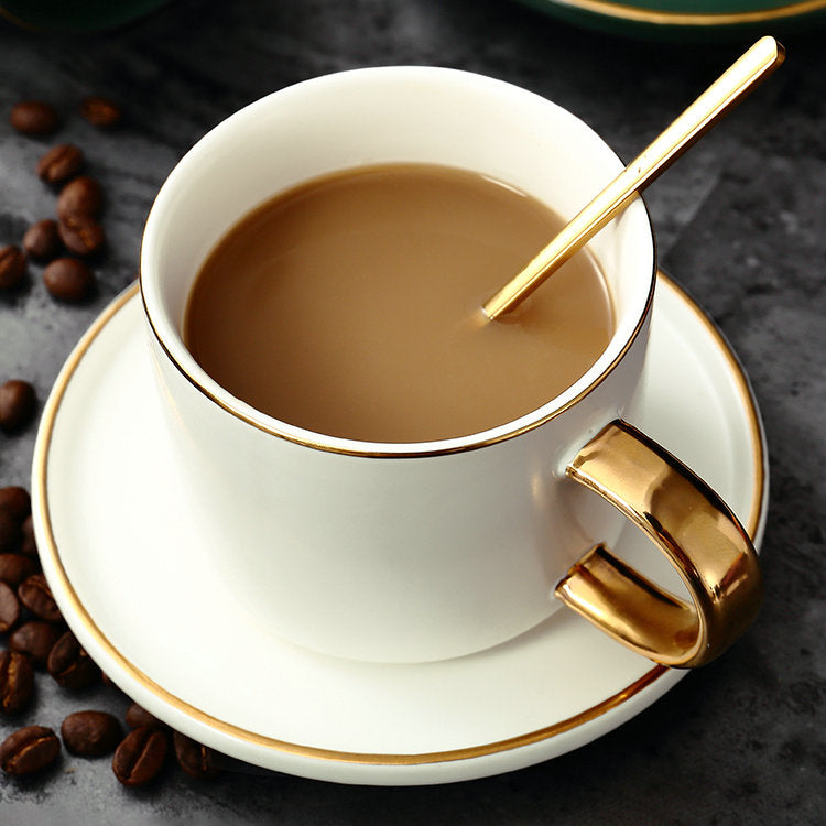 12 PC Matte White & Gold Coffee Set