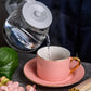 12 PC Matte Pink & Gold Coffee Set