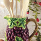 7 PC Grapes Hand Painted Fine Ceramicware Kitchen Tool Set