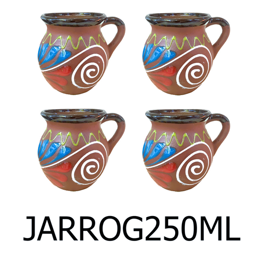 4 PC Brown Handmade Clay Mug Set