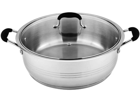 6 QT Stainless Steel 18/10 Induction Low Pot With Silicon Handle
