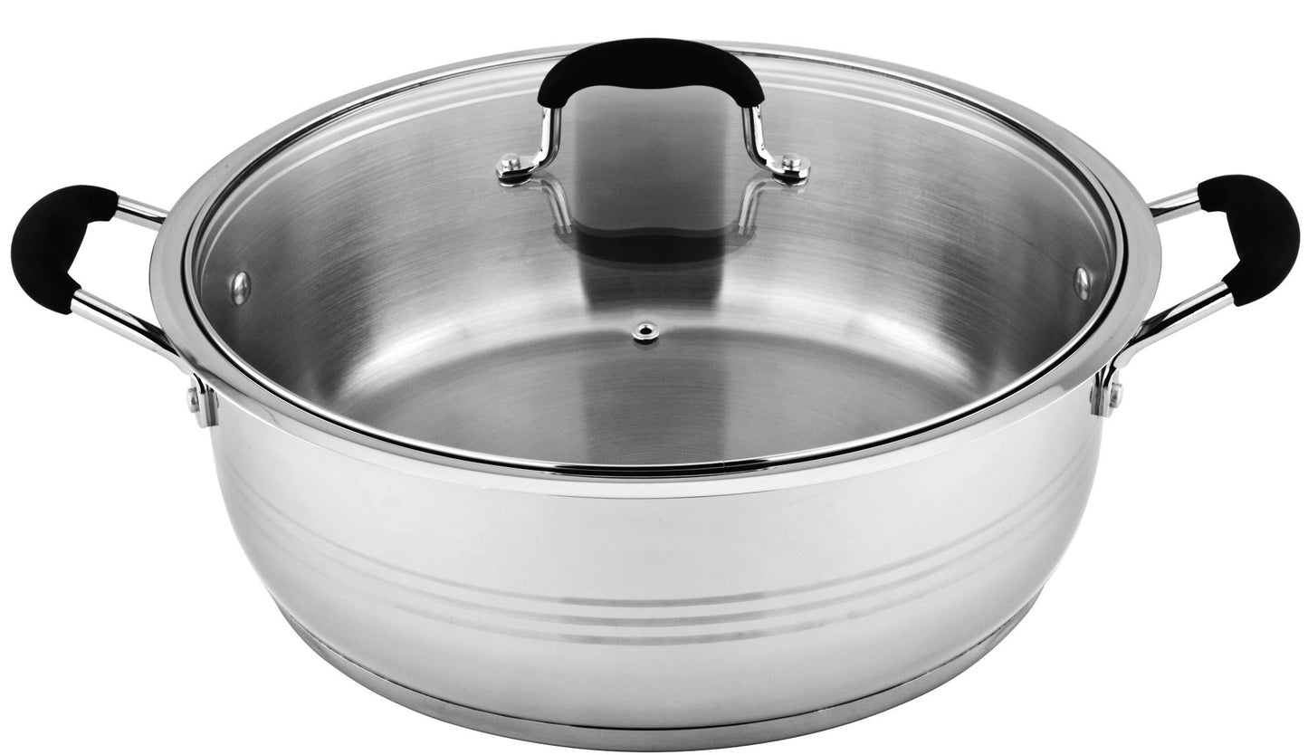 10 QT Stainless Steel 18/10 Induction Low Pot With Silicon Handle