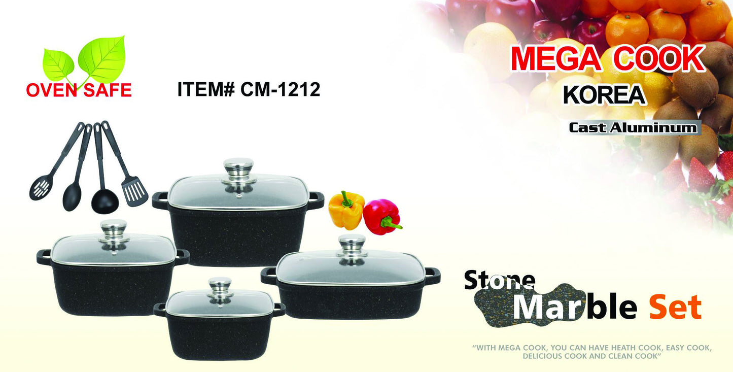 12 PC Marble Stone Non-stick Coating Cookware