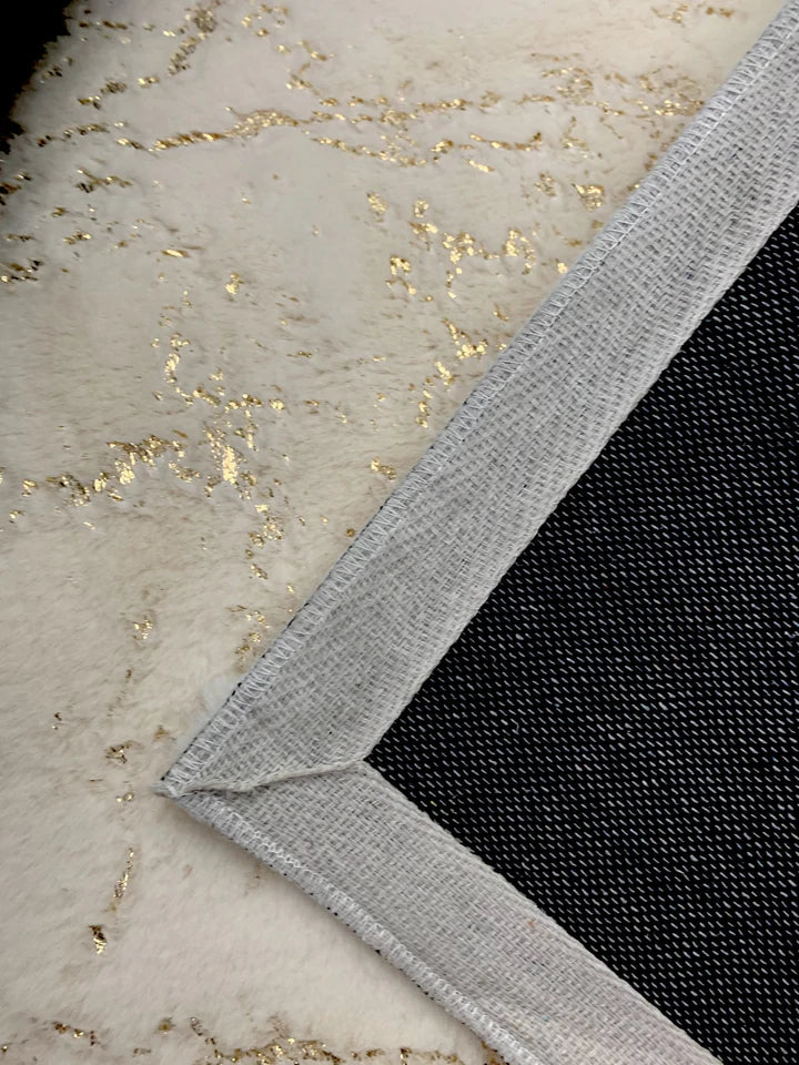 White Gold Soft Cozy Fuzzy Faux Fur Area Rug / Carpet