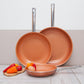 3 PC Copper Non Stick Fry Pan Set