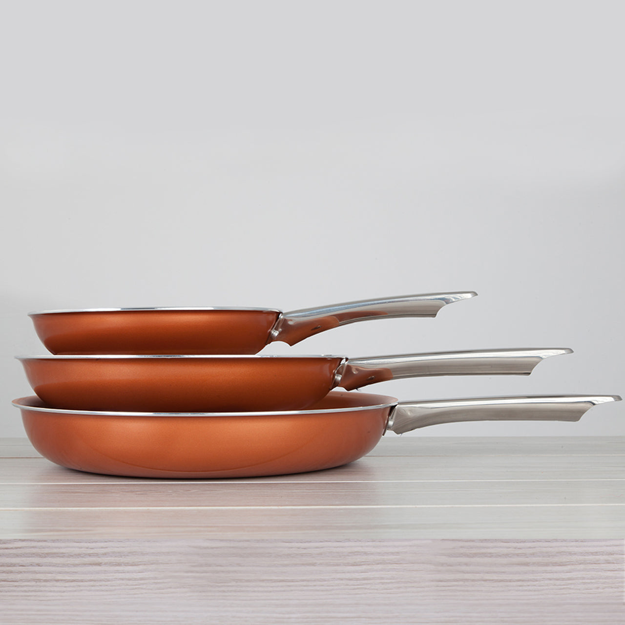 3 PC Copper Non Stick Fry Pan Set