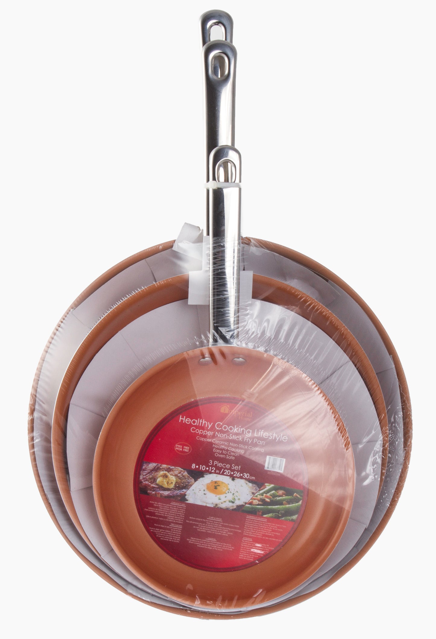 3 PC Copper Non Stick Fry Pan Set