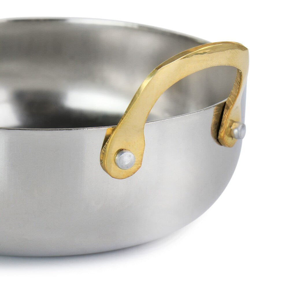 Rounded Aluminum Pan with Brass Handles