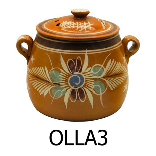 3 QT Lead Free Clay Bean Pot with Lid - Olla de Barro Frijolera sin Plomo