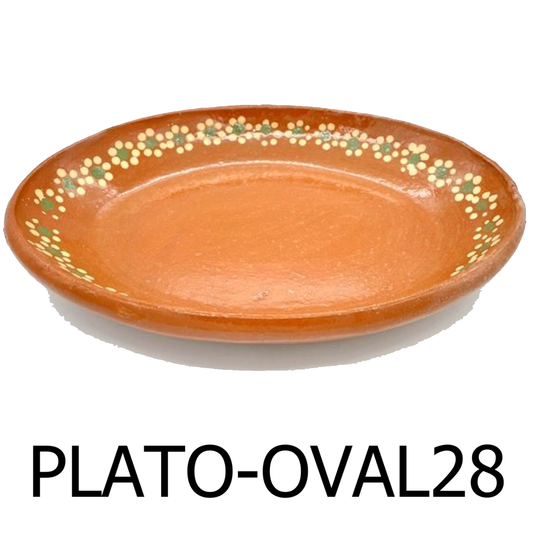 28cm Brown Oval Clay Plate - Plato Ovalado de Barro