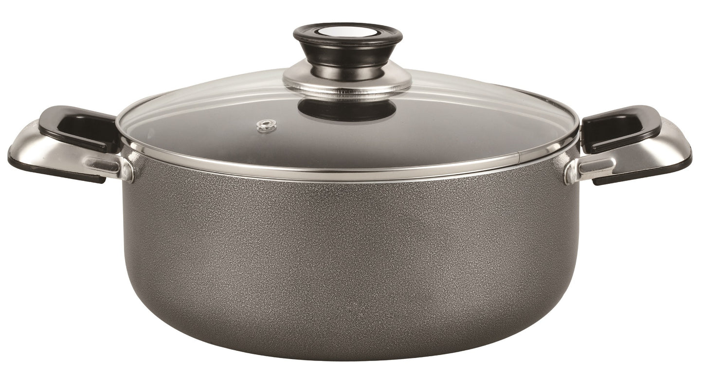 Alpine Cuisine 8.5 Quart Non-stick Stock Pot with Tempered Glass Lid a