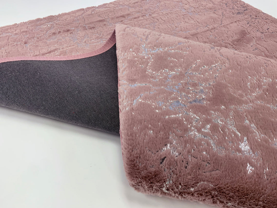 Rose Silver Soft Cozy Fuzzy Faux Fur Area Rug / Carpet