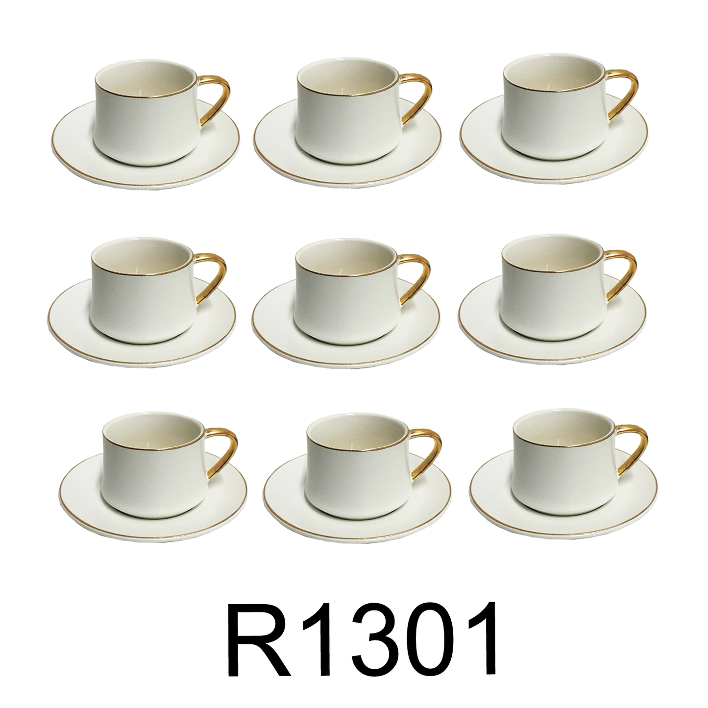 12 PC Matte White & Gold Coffee Set