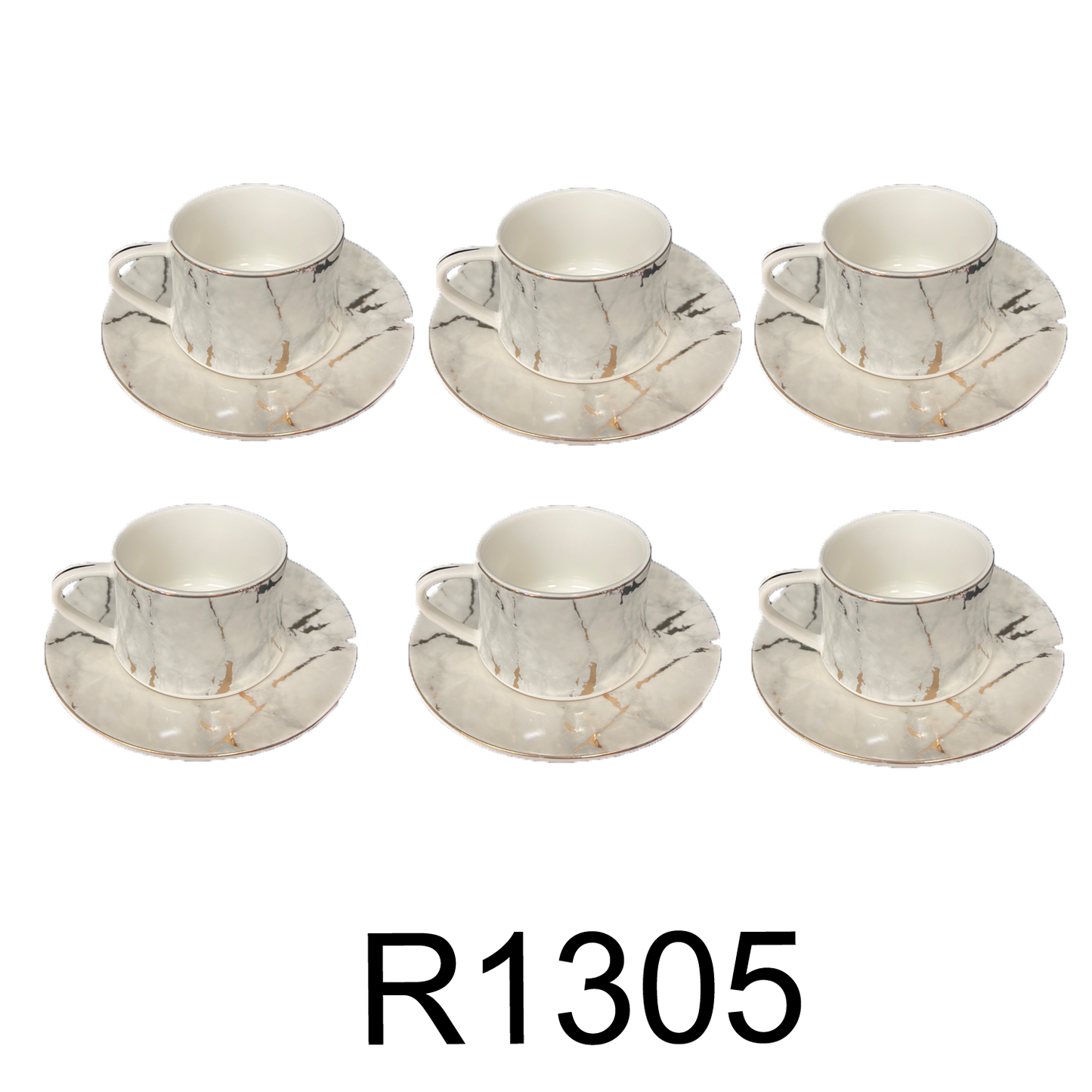 12 PC White  & Gold Marble Coffee Set