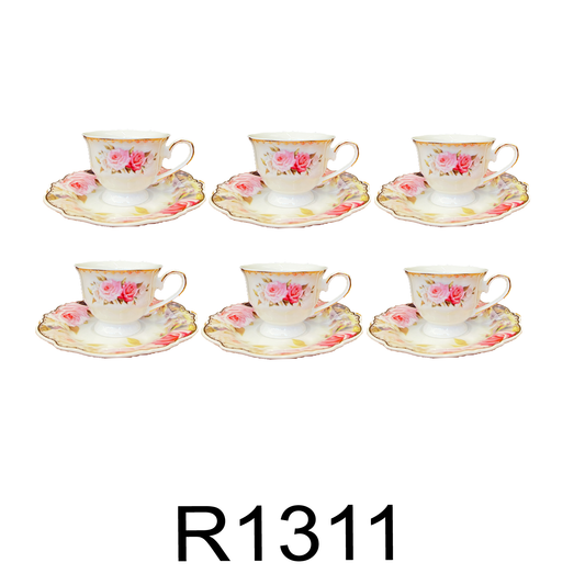 12 PC Porcelain Rose Tea Set