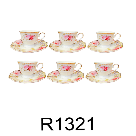 12 PC Porcelain Rose Coffee Set