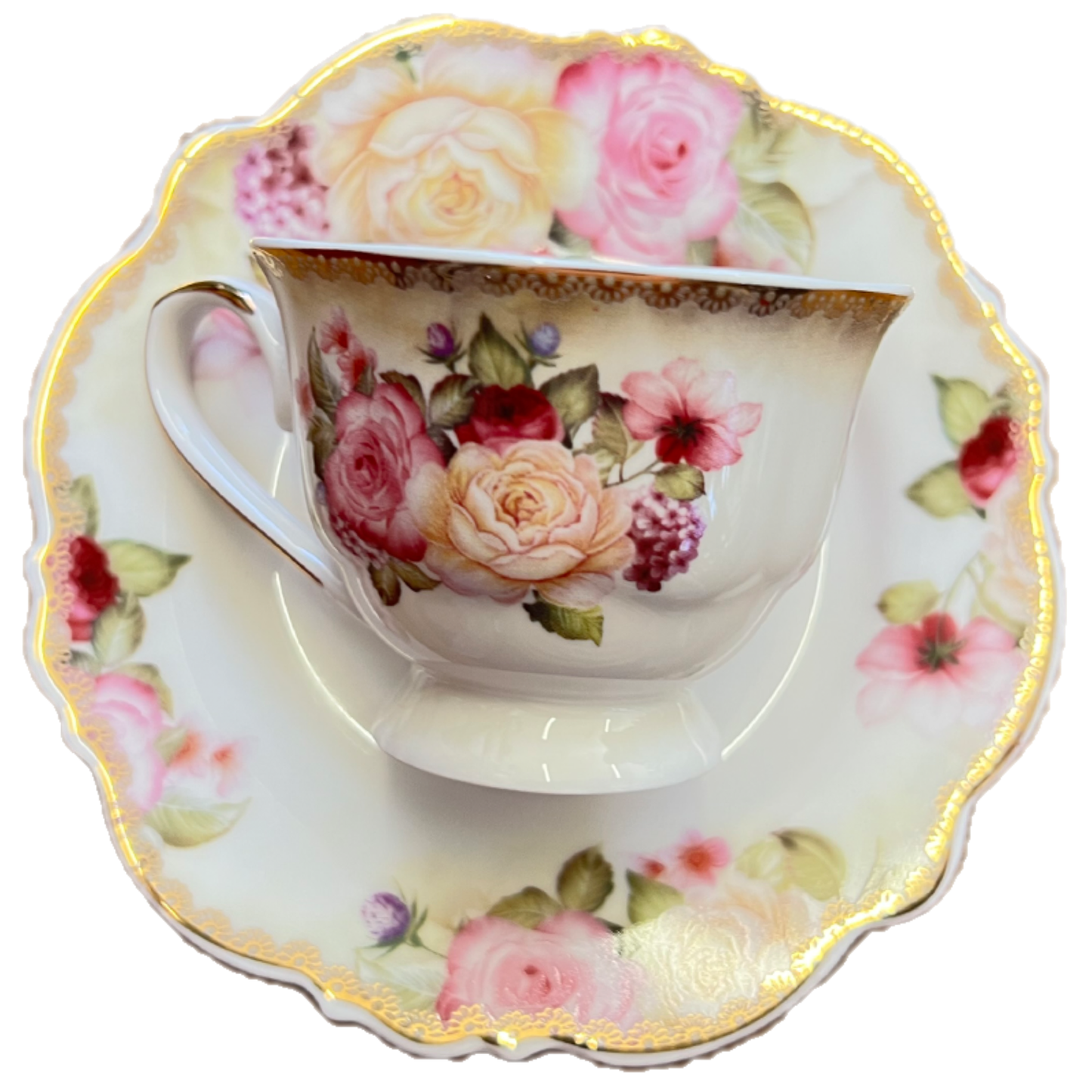 12 PC Porcelain Floral Tea Set