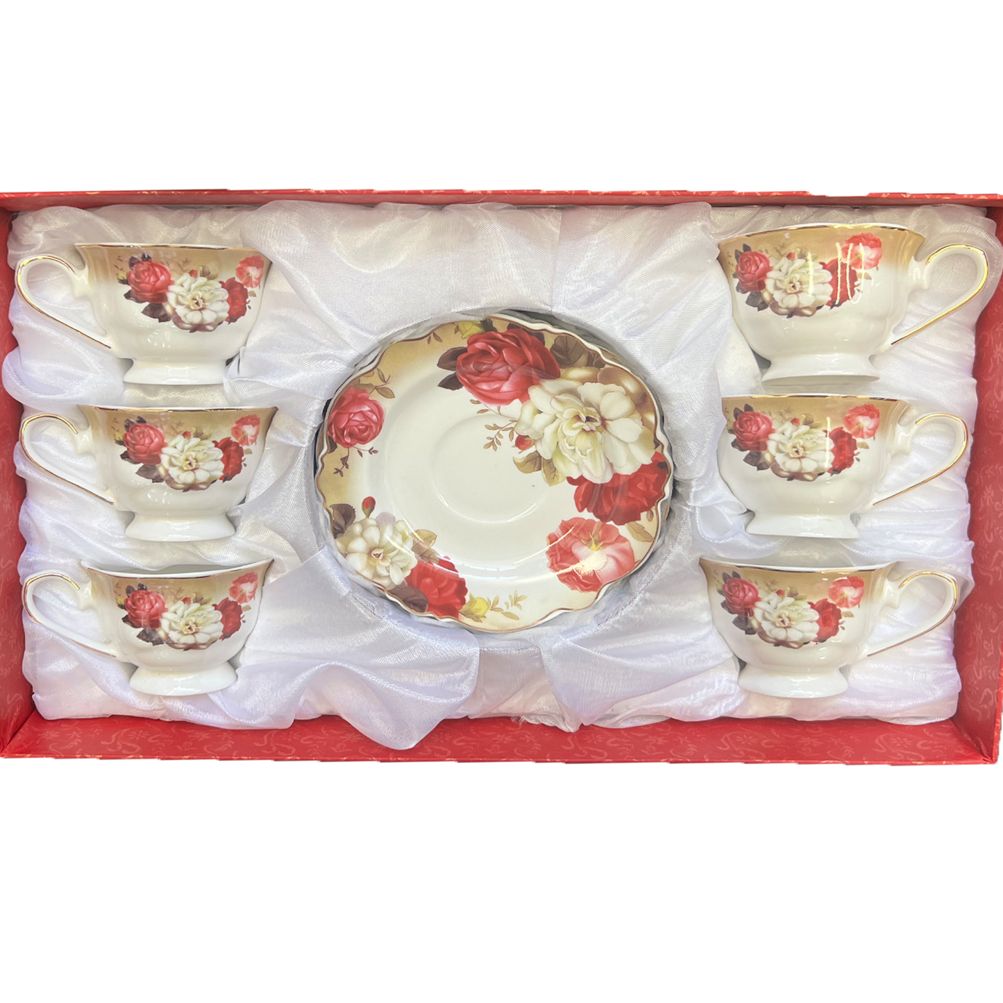 12 PC Porcelain Peony Coffee Set