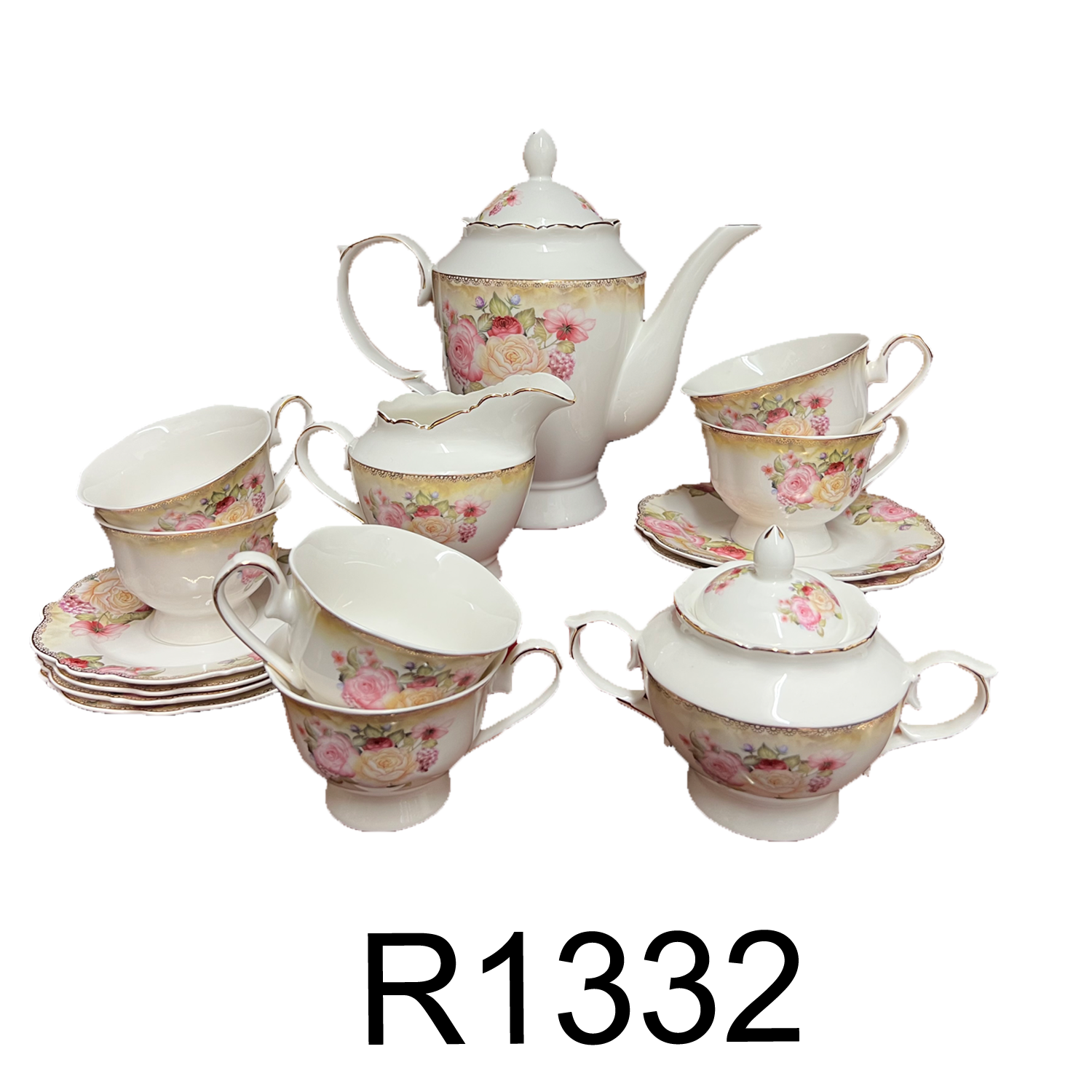 Rize Tea Set 17 PC British Floral Tea Set – R & B Import
