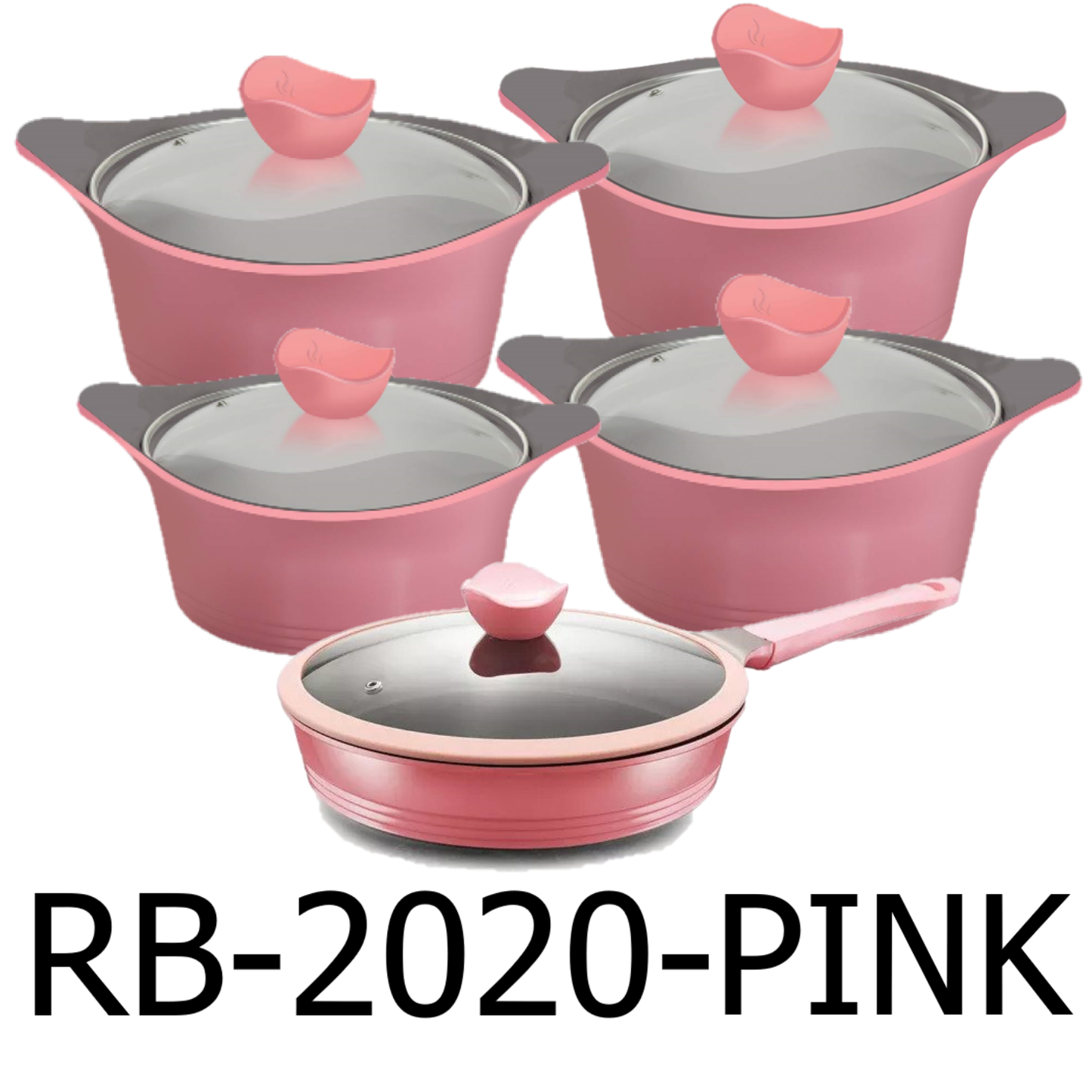 10 PC Pink Ceramic Casserole Cookware Set