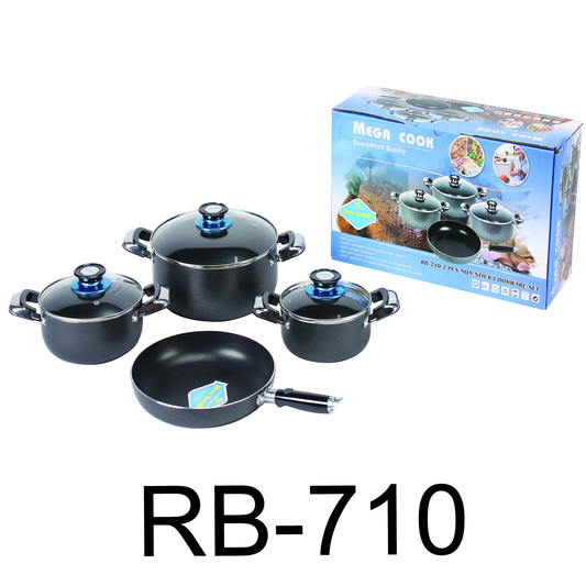 7 PC Non Stick Cook Ware Set With Glass Lid