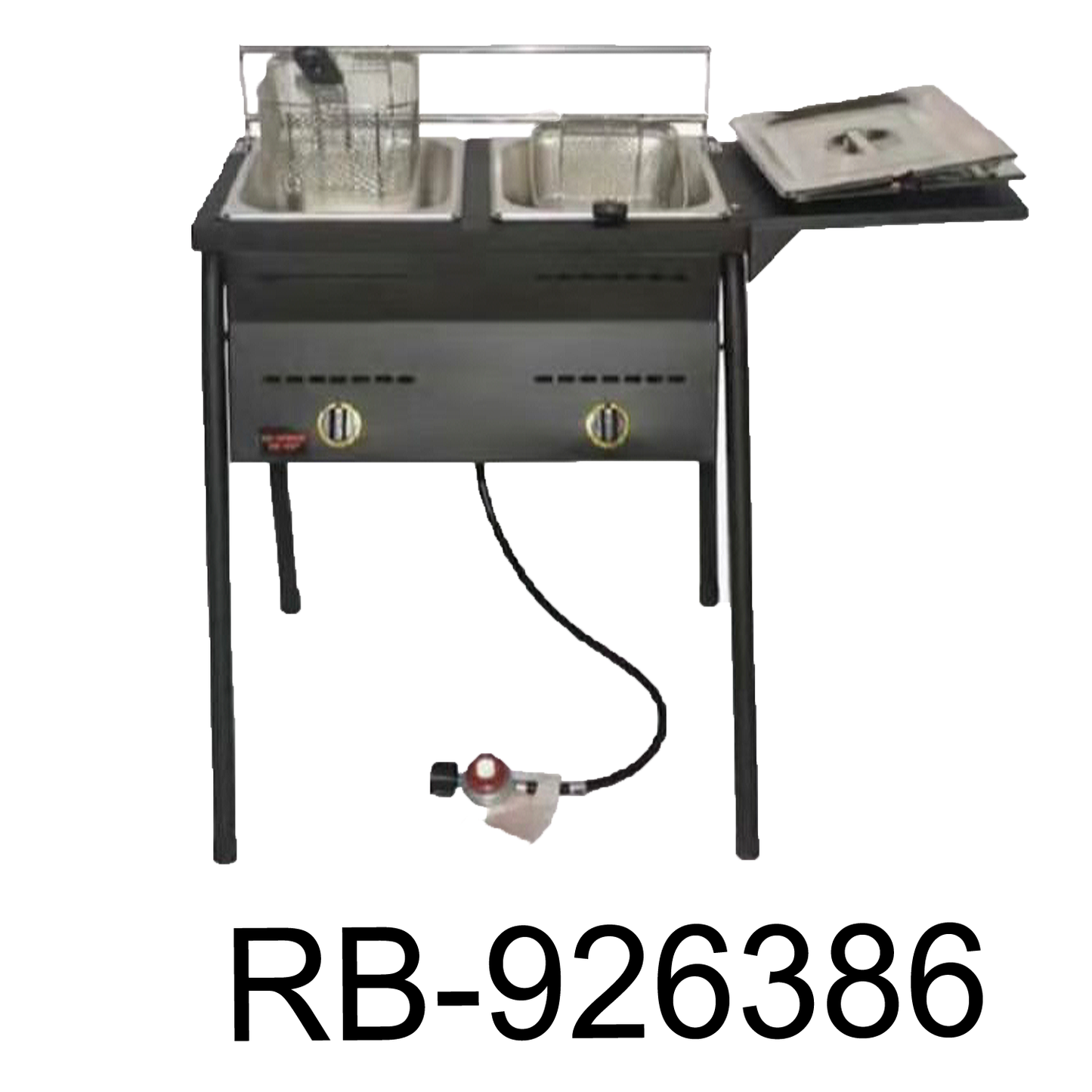 Double Deep Fryer With Burner & Stand With Side Table