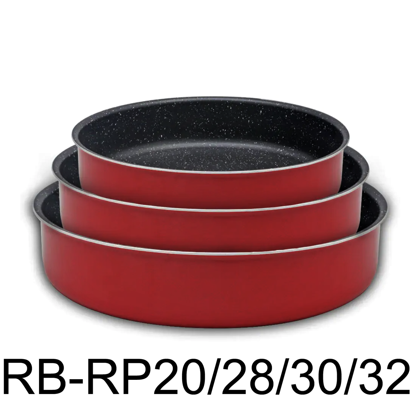 3 PC Red & Black Marble Coating Baking Tray Set