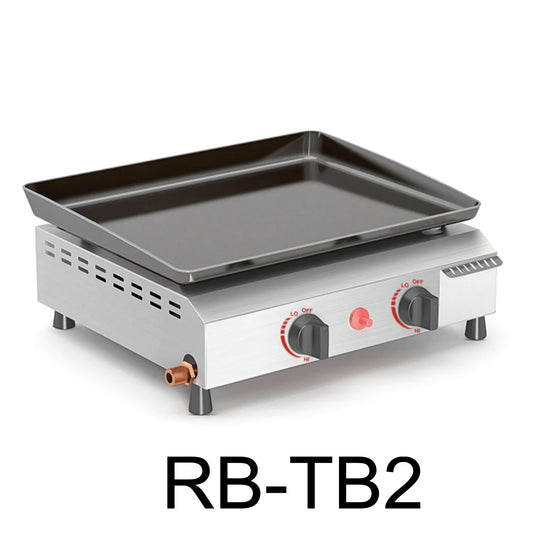 Portable 2 Burners Gas Grill in Silver with Griddle Flat Top