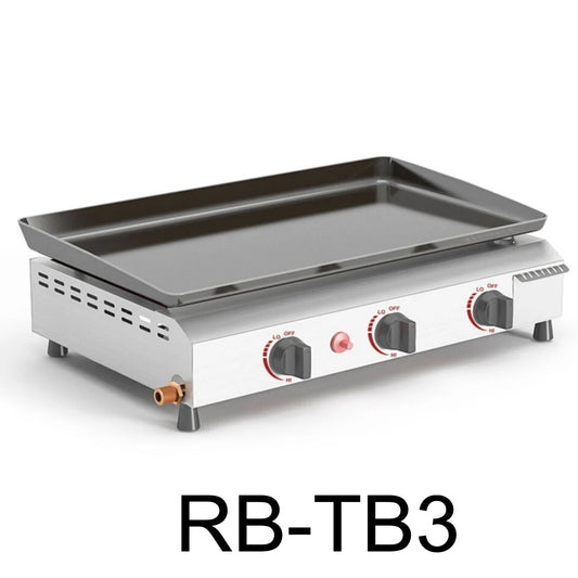 Portable 3 Burners Gas Grill in Silver with Griddle Flat Top